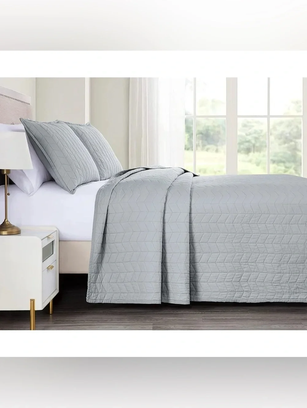 Light Gray king 3 piece  Quilted Bedspread Set 100% cotton